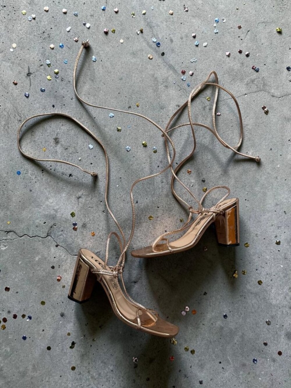 XCESO Rose Gold Lace Up Sandals Heels Size 38 / US 8